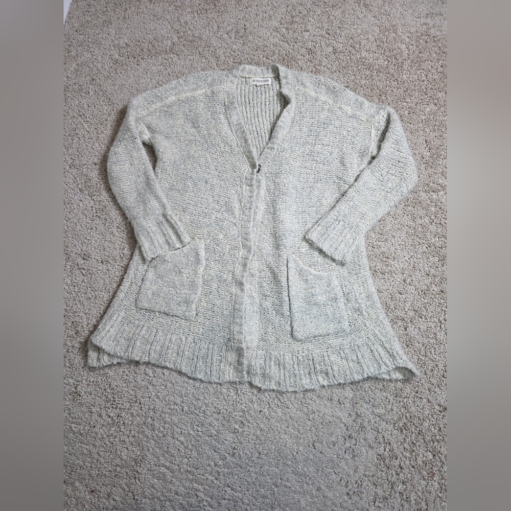By Together Gray Knitted V-neck Grandpa Cardigan S/M